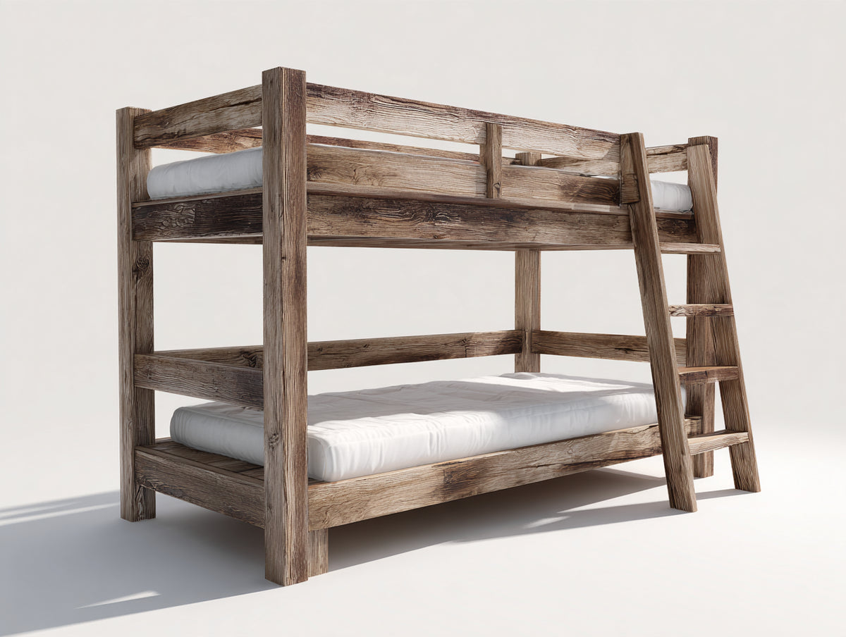 Letti a castello-Legno massello-200x90x170 cm-Marrone-Stile rustico