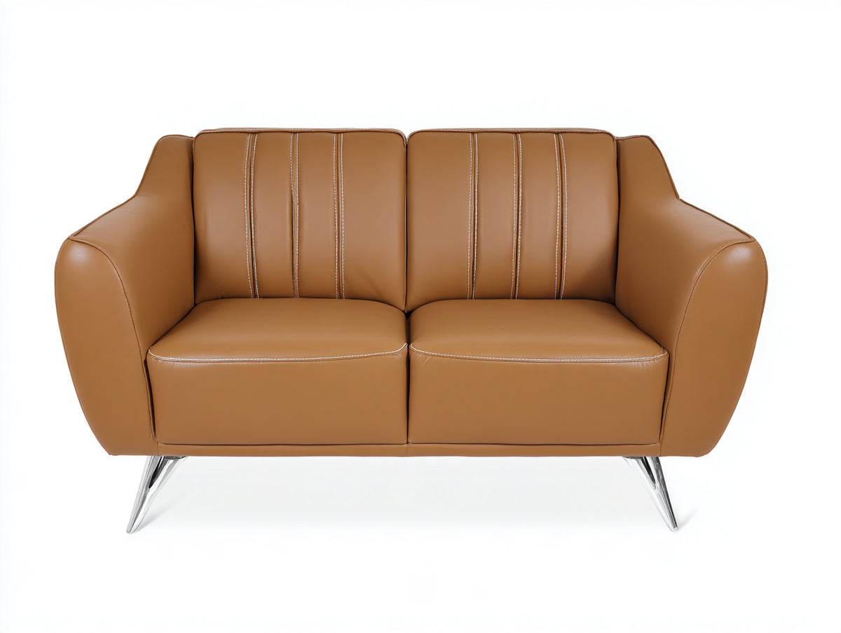 Divano a due posti-Pelle-180x85x85 cm-Cognac-Stile moderno