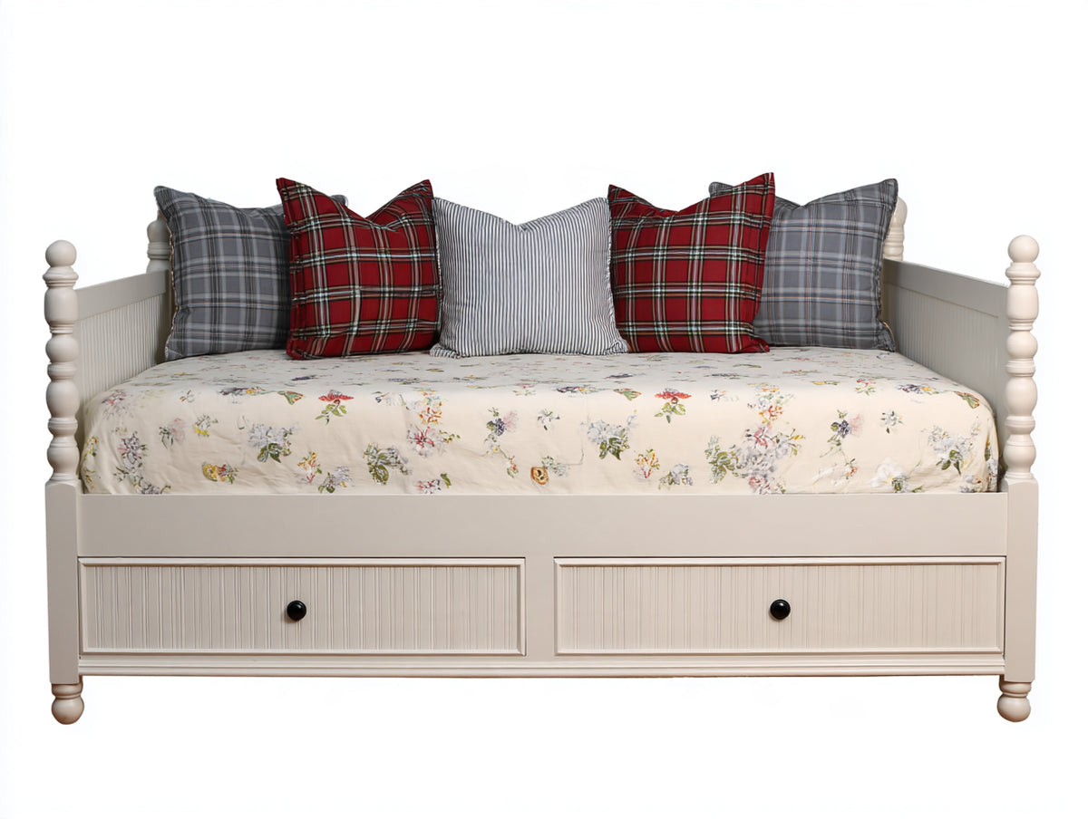 Divano letto-Legno Tessuto-200x90x80 cm-Bianco-Stile rustico
