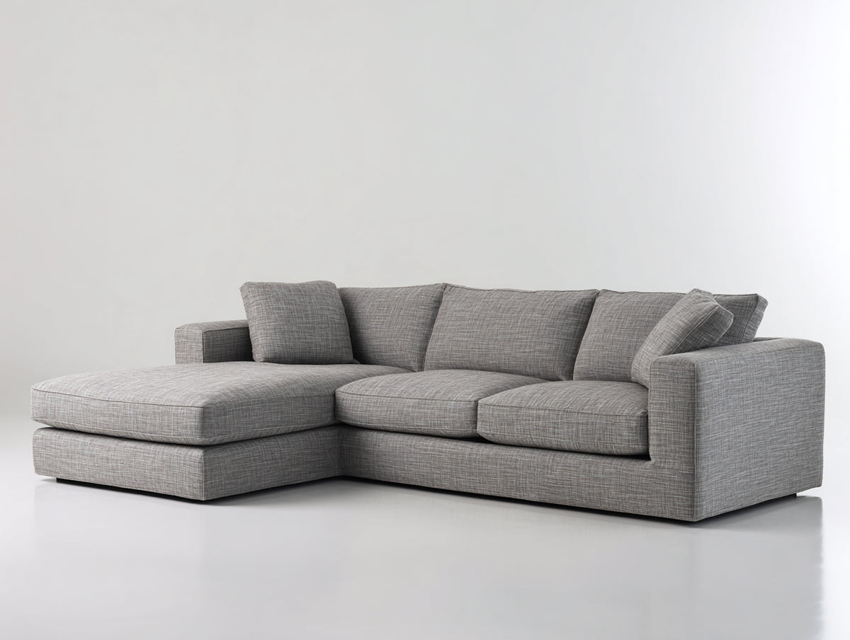 Divano angolare-Tessuto-340x180x85 cm-Grigio-Stile moderno
