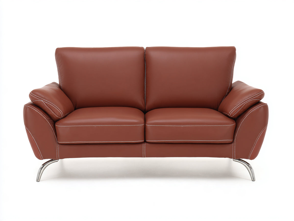Divano a due posti-Pelle-180x85x85 cm-Marrone-Stile moderno