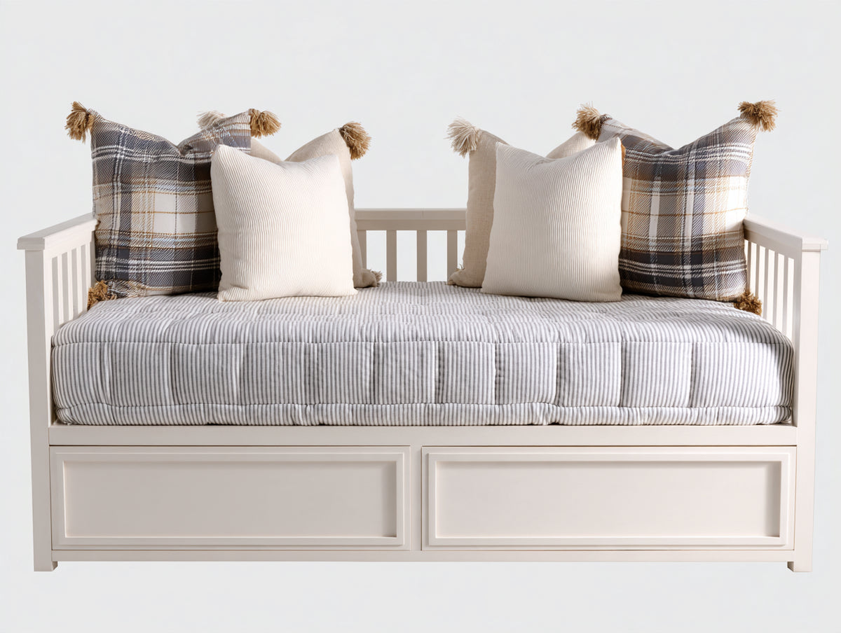 Divano letto-Legno Tessuto-200x90x80 cm-Bianco-Stile moderno