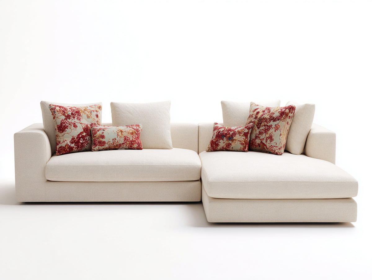 Divano angolare-Tessuto-320x180x85 cm-Beige-Stile moderno