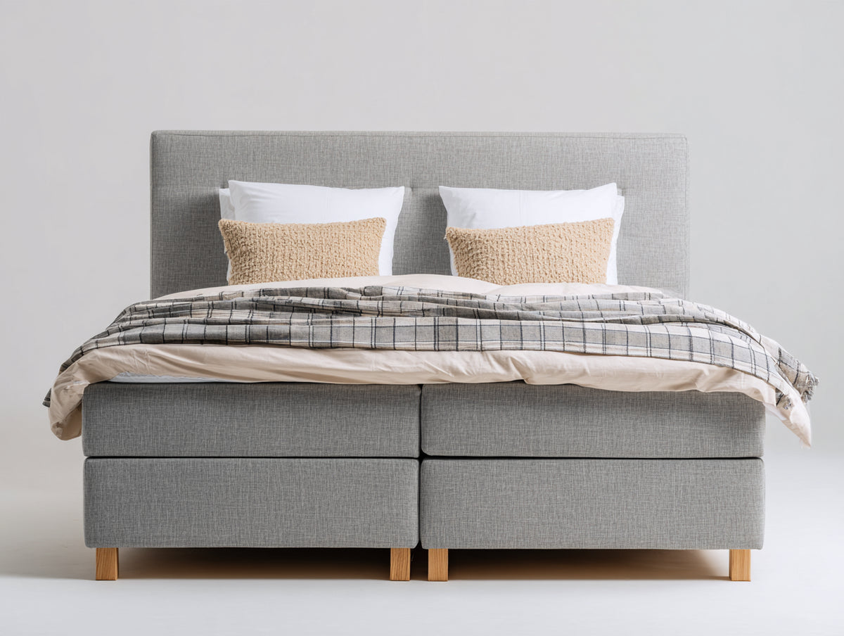 Letto matrimoniale-Tessuto-200x180x120 cm-Grigio-Stile moderno