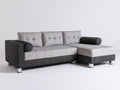 Divano angolare-Tessuto-Metallo-310x170x85 cm-Bianco-Nero-Stile moderno