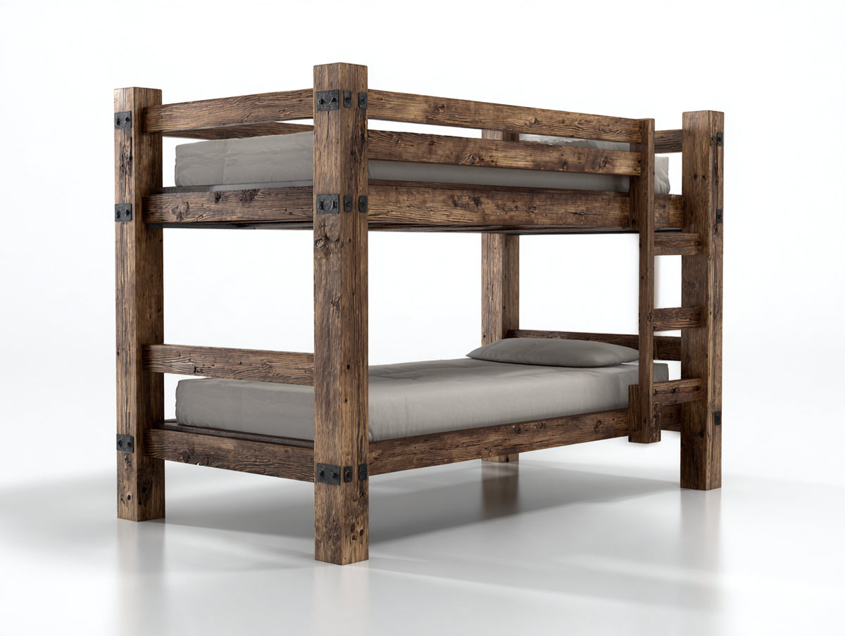 Letti a castello-Legno massello-200x90x170 cm-Marrone-Stile rustico