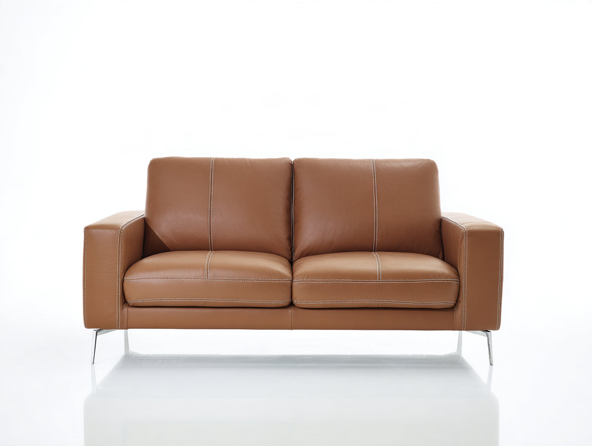 Divano a due posti-Pelle-180x85x85 cm-Cognac-Stile moderno