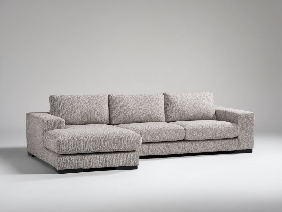 Divano angolare-Tessuto-330x180x85 cm-Grigio chiaro-Stile moderno