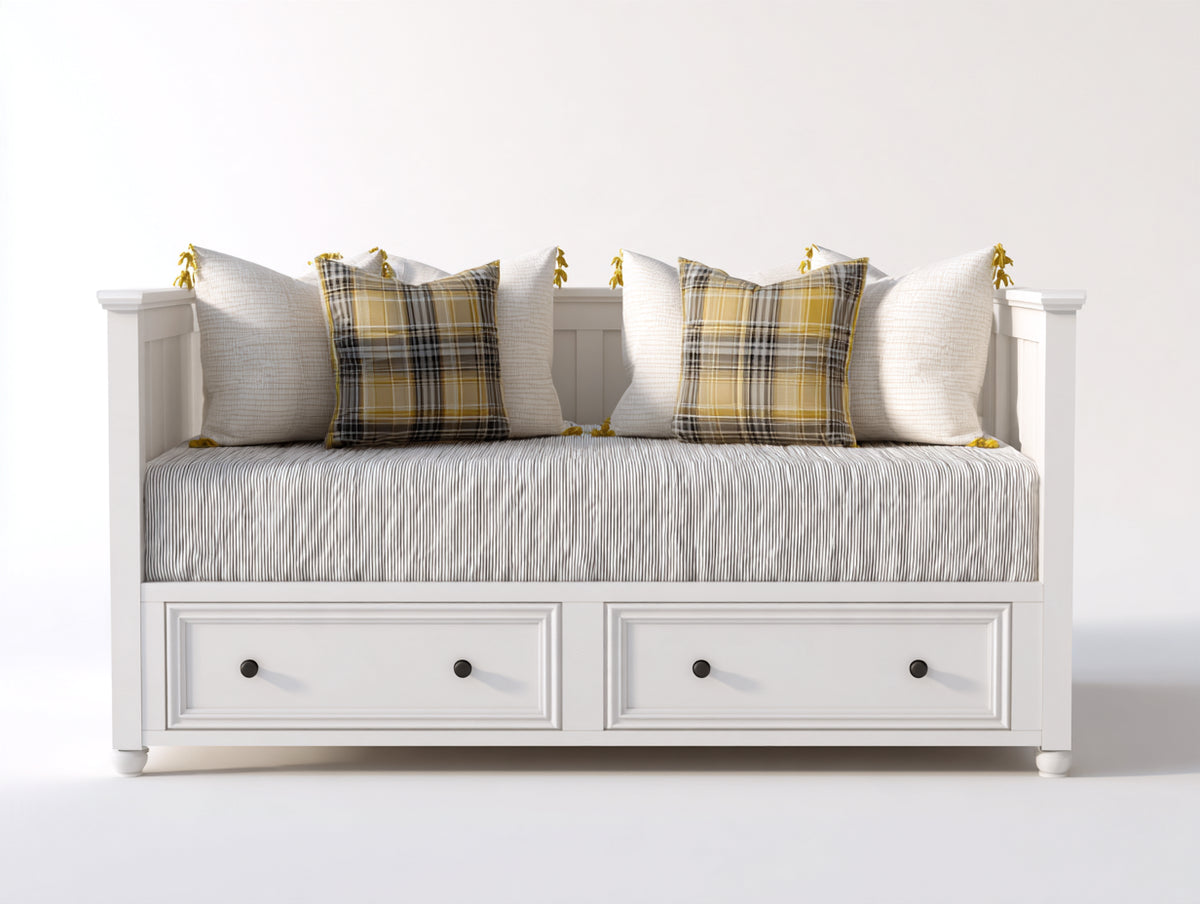 Divano letto-Legno Tessuto-200x90x80 cm-Bianco-Stile classico