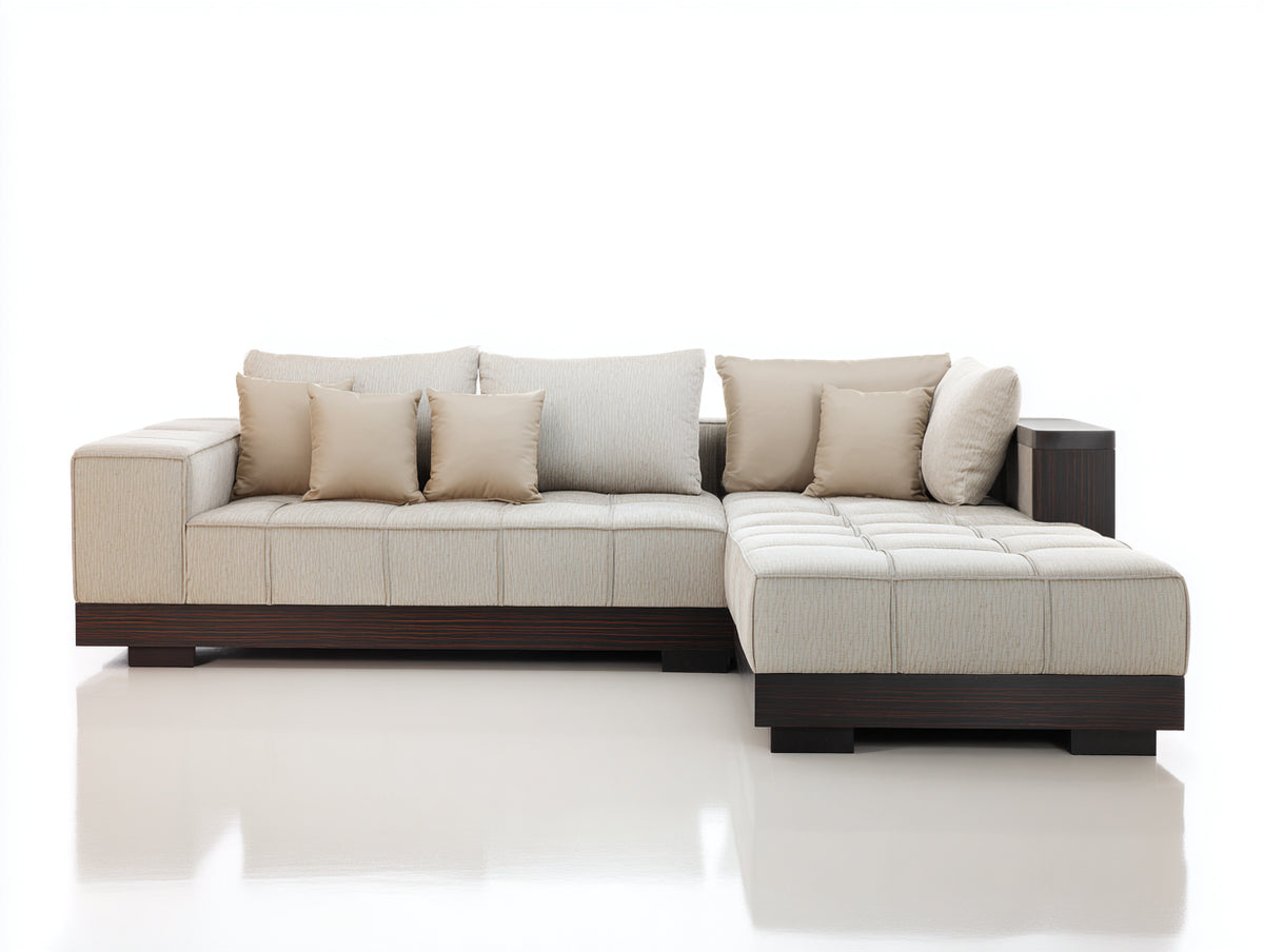 Divano angolare-Tessuto-Legno-320x160x85 cm-Beige-Stile moderno