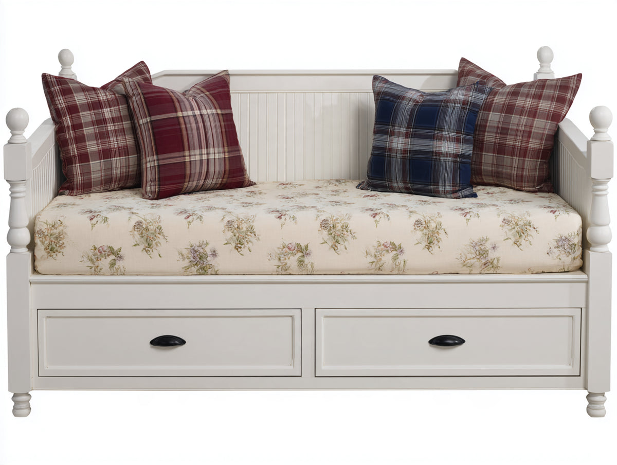 Divano letto-Legno Tessuto-200x90x80 cm-Bianco-Stile rustico