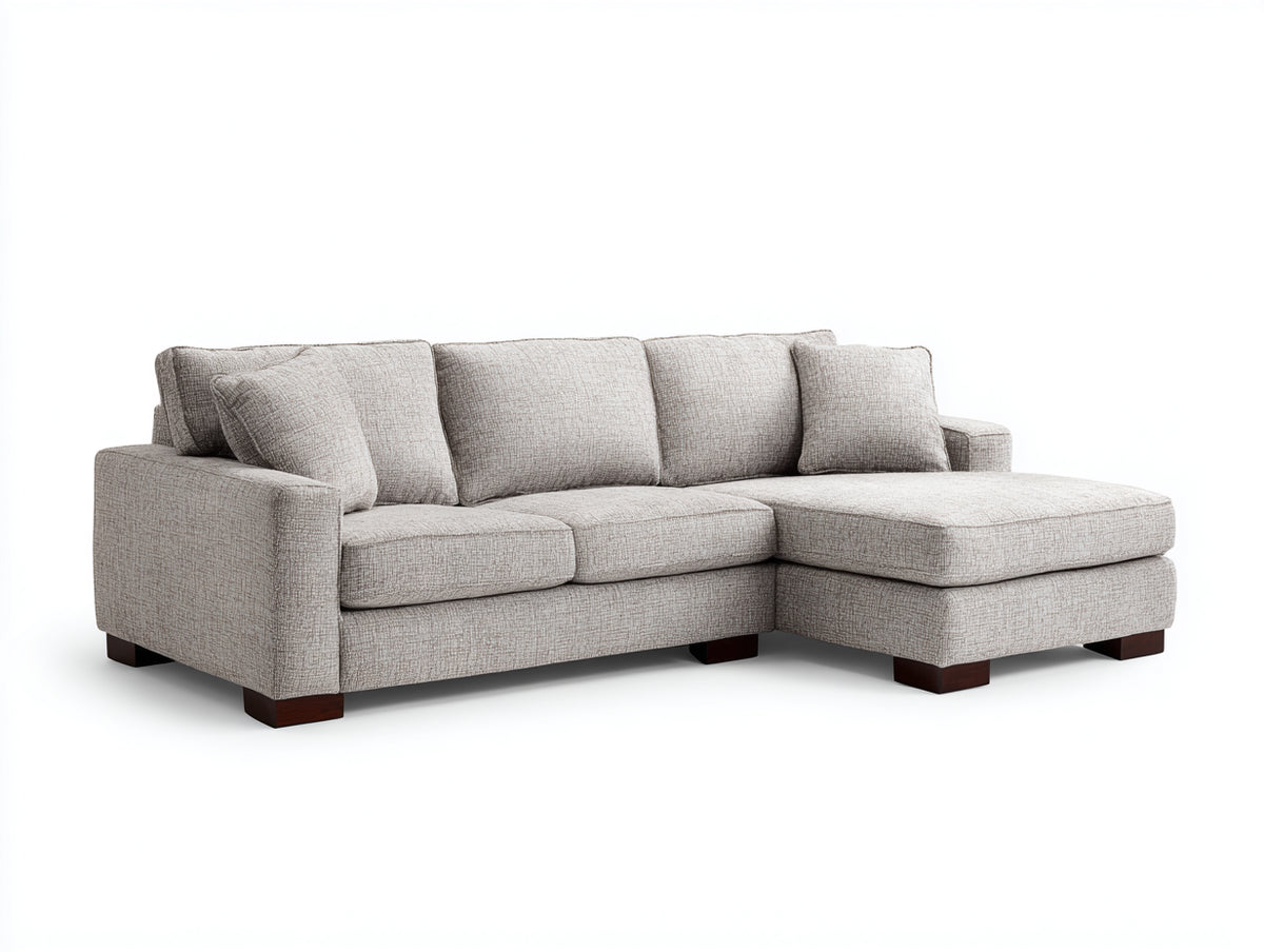 Divano angolare-Tessuto-Legno-330x180x85 cm-Beige-Stile moderno