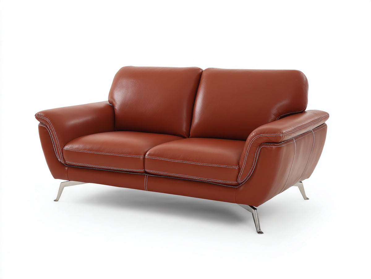 Divano a due posti-Pelle-180x85x85 cm-Marrone-Stile moderno